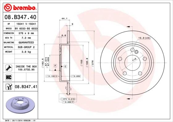 Brembo 08.B347.40 - Kočioni disk www.molydon.hr