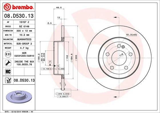 Brembo 08.D530.13 - Kočioni disk www.molydon.hr