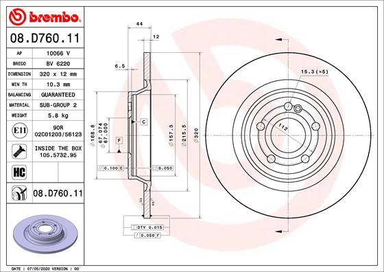 Brembo 08.D760.11 - Kočioni disk www.molydon.hr