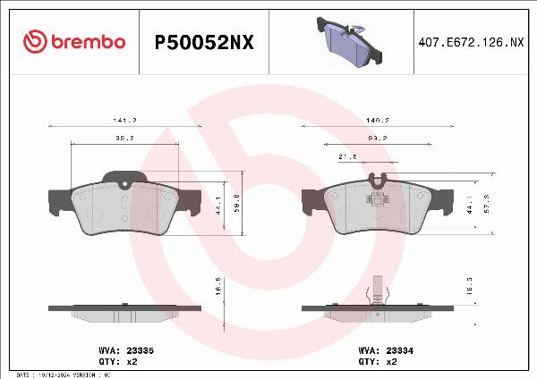 Brembo P50052NX - Komplet Pločica, disk-kočnica www.molydon.hr