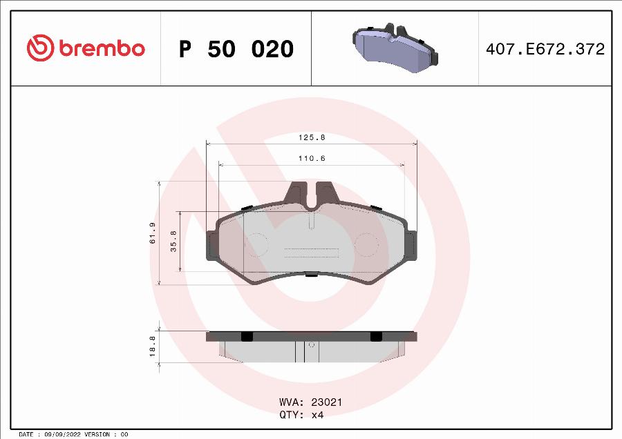 Brembo P 50 020 - Komplet Pločica, disk-kočnica www.molydon.hr