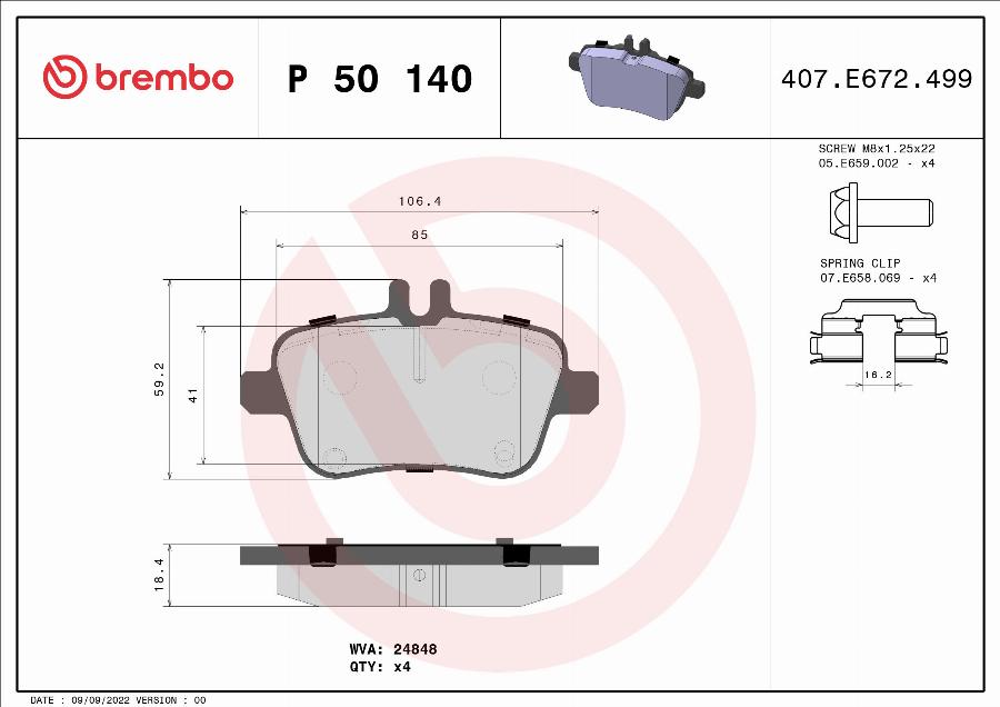 Brembo P 50 140 - Komplet Pločica, disk-kočnica www.molydon.hr