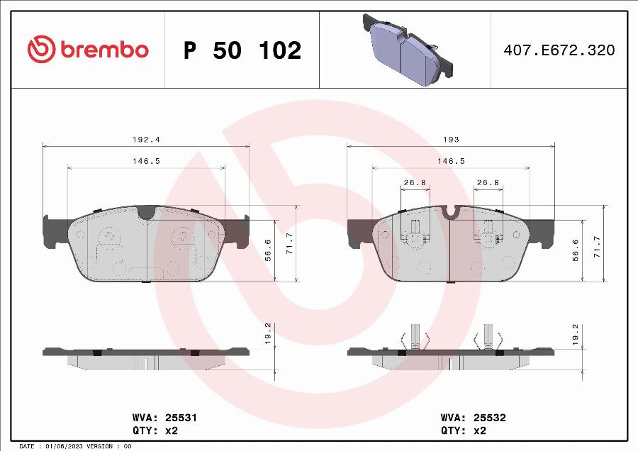 Brembo P 50 102 - Komplet Pločica, disk-kočnica www.molydon.hr