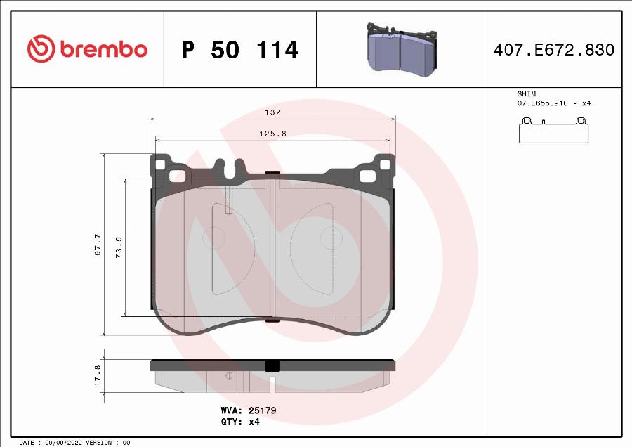 Brembo P 50 114 - Komplet Pločica, disk-kočnica www.molydon.hr