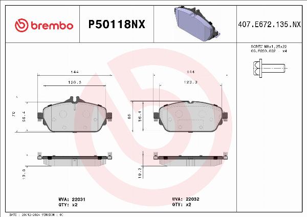 Brembo P50118NX - Komplet Pločica, disk-kočnica www.molydon.hr