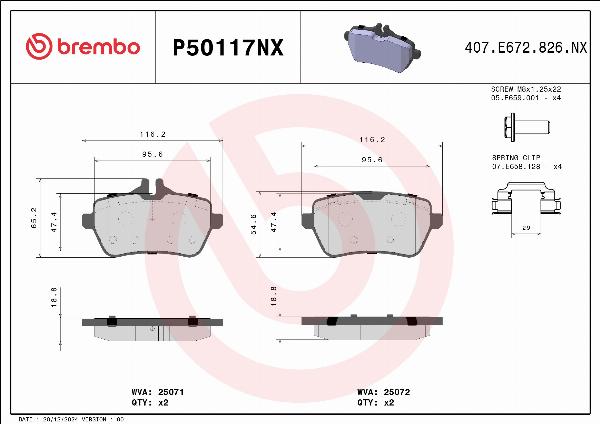 Brembo P50117NX - Komplet Pločica, disk-kočnica www.molydon.hr