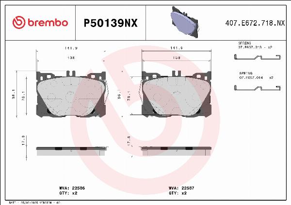 Brembo P50139NX - Komplet Pločica, disk-kočnica www.molydon.hr