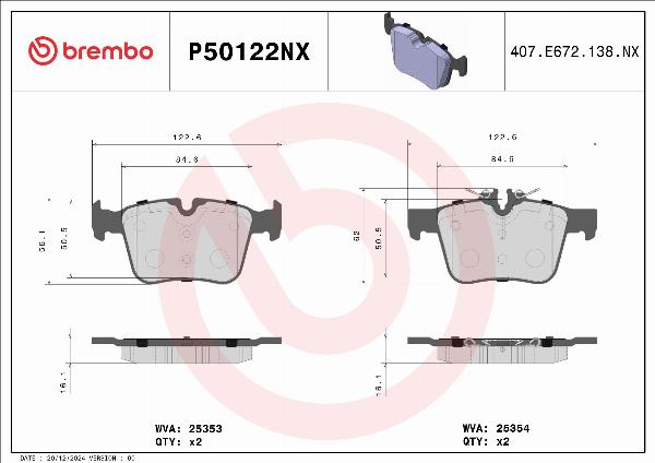 Brembo P50122NX - Komplet Pločica, disk-kočnica www.molydon.hr