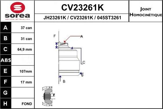 EAI CV23261K - Kardan, Pogonska osovina www.molydon.hr