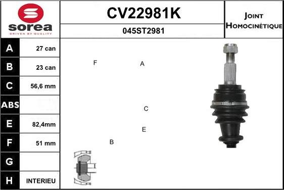 EAI CV22981K - Kardan, Pogonska osovina www.molydon.hr
