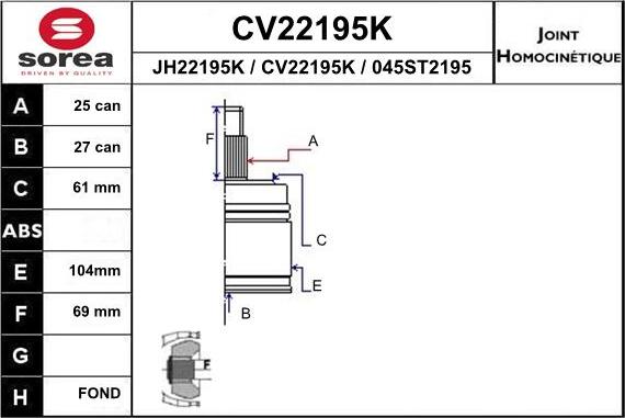 EAI CV22195K - Kardan, Pogonska osovina www.molydon.hr