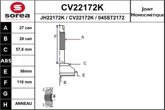 EAI CV22172K - Kardan, Pogonska osovina www.molydon.hr