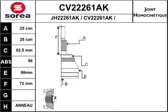 EAI CV22261AK - Kardan, Pogonska osovina www.molydon.hr