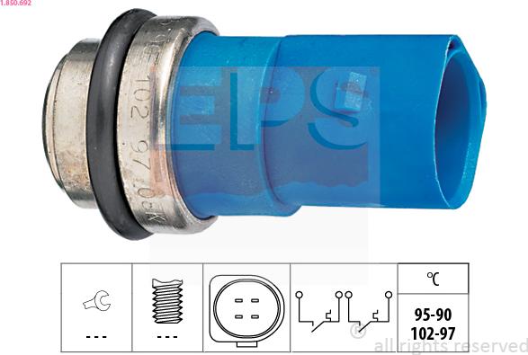 EPS 1.850.692 - Prekidač temperature, ventilator radijatora / klima uređaja www.molydon.hr