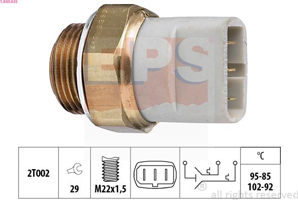 EPS 1.850.635 - Prekidač temperature, ventilator radijatora / klima uređaja www.molydon.hr
