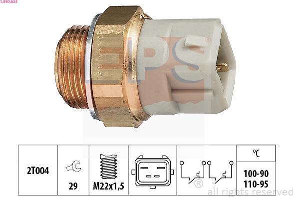 EPS 1.850.624 - Prekidač temperature, ventilator radijatora / klima uređaja www.molydon.hr