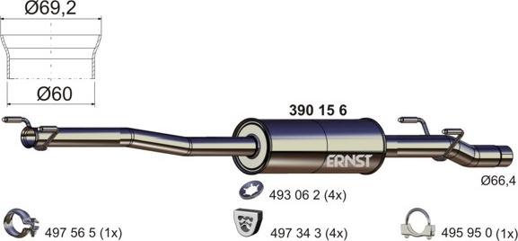 ERNST 390156 - Srednji Ispušni lonac www.molydon.hr
