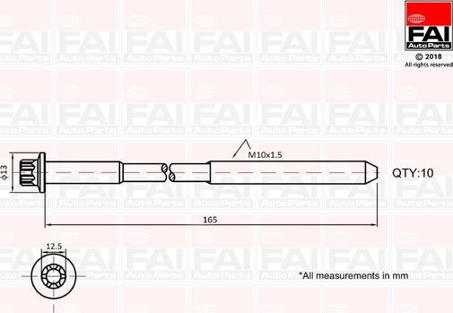 FAI AutoParts B1465 - Garnitura vijaka za pričvršćivanje glave cilindra www.molydon.hr