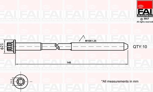 FAI AutoParts B1140 - Garnitura vijaka za pričvršćivanje glave cilindra www.molydon.hr