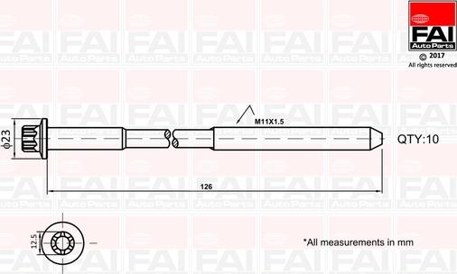 FAI AutoParts B1139 - Garnitura vijaka za pričvršćivanje glave cilindra www.molydon.hr