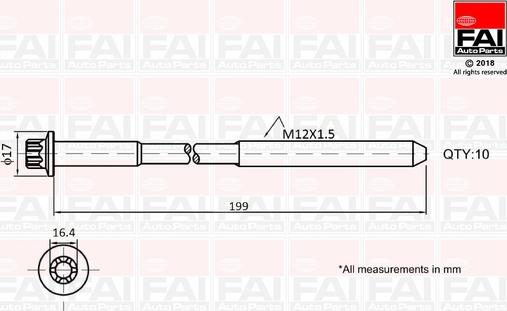FAI AutoParts B1756 - Garnitura vijaka za pričvršćivanje glave cilindra www.molydon.hr