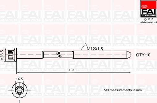 FAI AutoParts B896 - Garnitura vijaka za pričvršćivanje glave cilindra www.molydon.hr