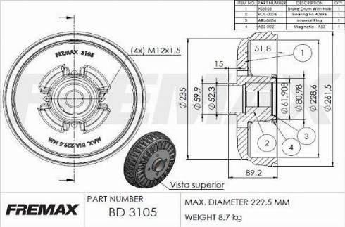 FREMAX BD-3105-KT - Bubanj kočnica www.molydon.hr