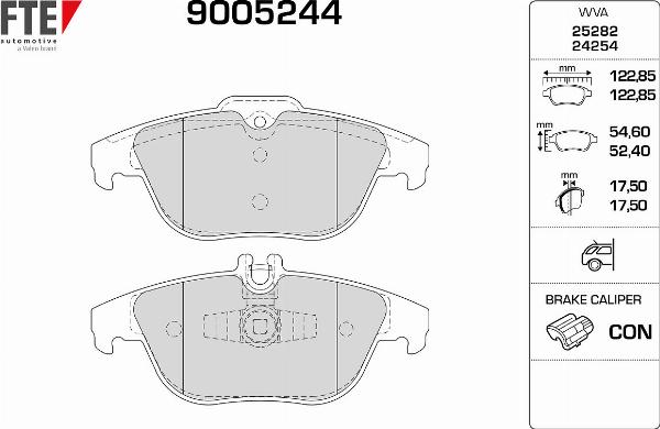 FTE 9005244 - Komplet Pločica, disk-kočnica www.molydon.hr