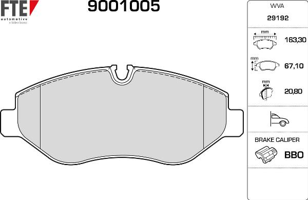 FTE 9001005 - Komplet Pločica, disk-kočnica www.molydon.hr