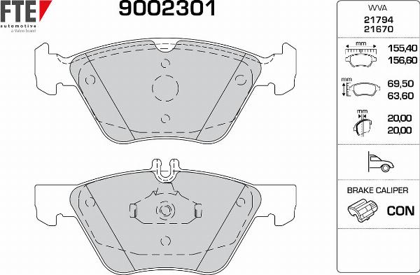 FTE 9002301 - Komplet Pločica, disk-kočnica www.molydon.hr