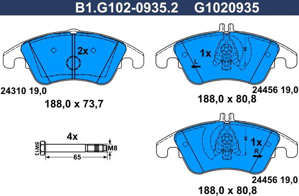 Galfer B1.G102-0935.2 - Komplet Pločica, disk-kočnica www.molydon.hr