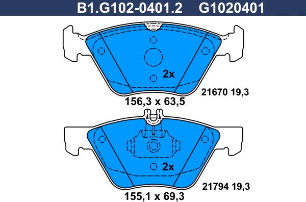 Galfer B1.G102-0401.2 - Komplet Pločica, disk-kočnica www.molydon.hr