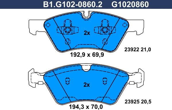 Galfer B1.G102-0860.2 - Komplet Pločica, disk-kočnica www.molydon.hr