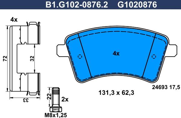 Galfer B1.G102-0876.2 - Komplet Pločica, disk-kočnica www.molydon.hr