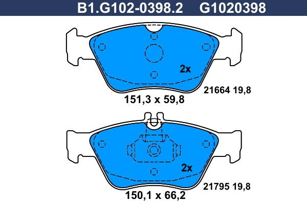Galfer B1.G102-0398.2 - Komplet Pločica, disk-kočnica www.molydon.hr