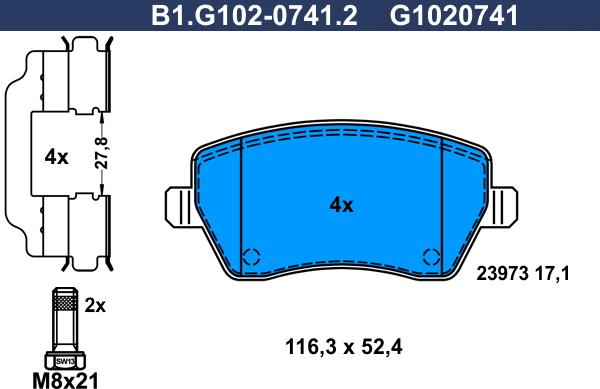 Galfer B1.G102-0741.2 - Komplet Pločica, disk-kočnica www.molydon.hr