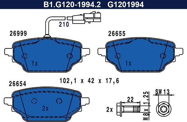 Galfer B1.G120-1994.2 - Komplet Pločica, disk-kočnica www.molydon.hr