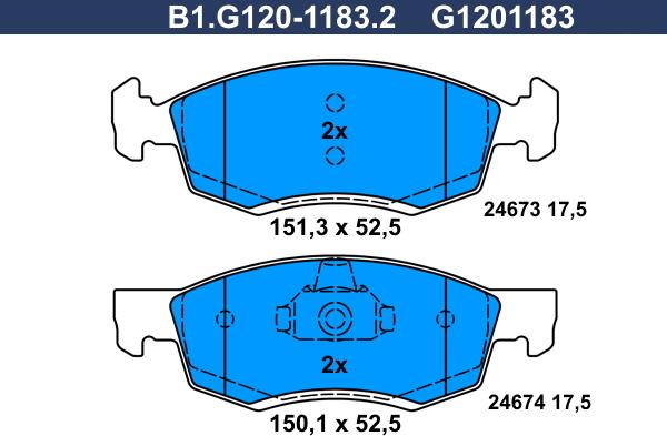 Galfer B1.G120-1183.2 - Komplet Pločica, disk-kočnica www.molydon.hr