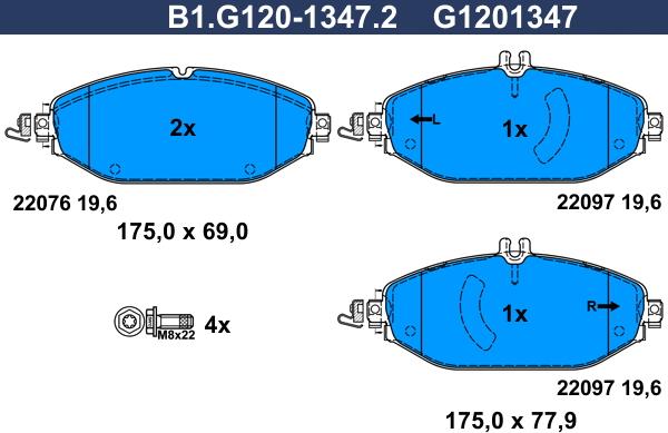 Galfer B1.G120-1347.2 - Komplet Pločica, disk-kočnica www.molydon.hr