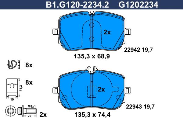 Galfer B1.G120-2234.2 - Komplet Pločica, disk-kočnica www.molydon.hr