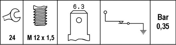 HELLA 6ZL 003 259-121 - Senzor, pritisak ulja www.molydon.hr