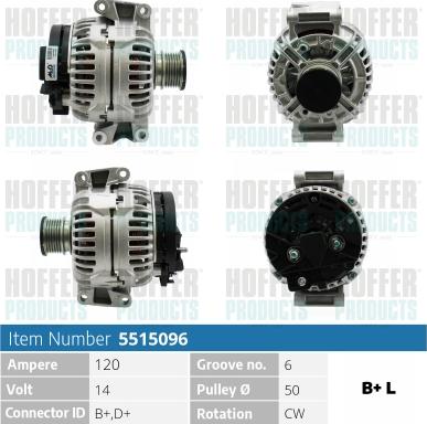Hoffer H5515096 - Alternator www.molydon.hr