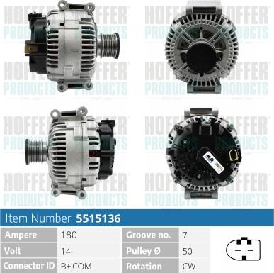 Hoffer H5515136 - Alternator www.molydon.hr