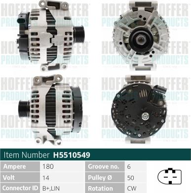 Hoffer H5510549 - Alternator www.molydon.hr