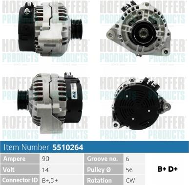 Hoffer H5510264 - Alternator www.molydon.hr