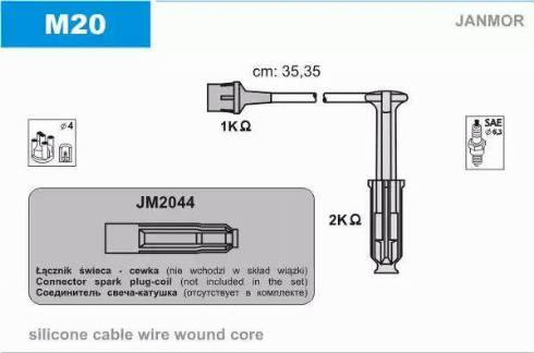 Janmor M20 - Set kablova za paljenje www.molydon.hr