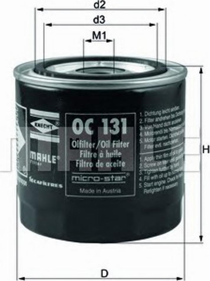 KNECHT OC 131 - Filter za ulje www.molydon.hr