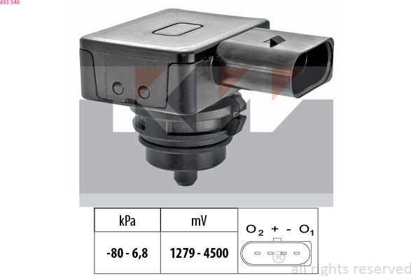 KW 493 340 - Senzor pritiska, pojačivač sile kočenja www.molydon.hr