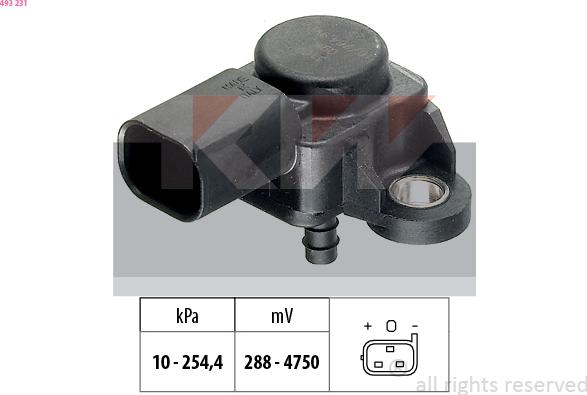 KW 493 231 - Senzor MAP, tlak u usisnoj grani  www.molydon.hr