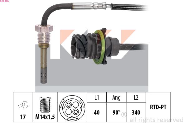 KW 422 366 - Senzor, temperatura Ispušnih plinova www.molydon.hr